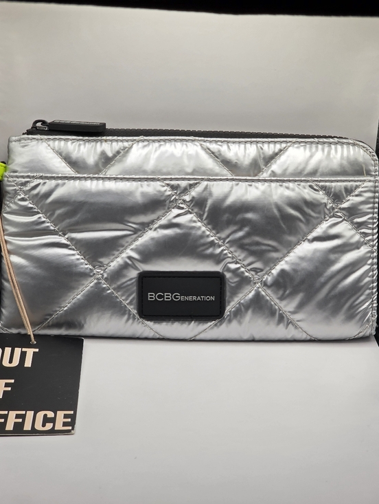 BCBGeneration Handbags - BCBGeneration Quilted Metallic Silver Zip Pouch